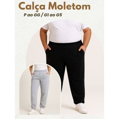 Calça Moletom GG ao Plus Size G1 G2 G3 G4 G5 Masculina/Feminina Térmica | Algodão | 3 Bolsos
