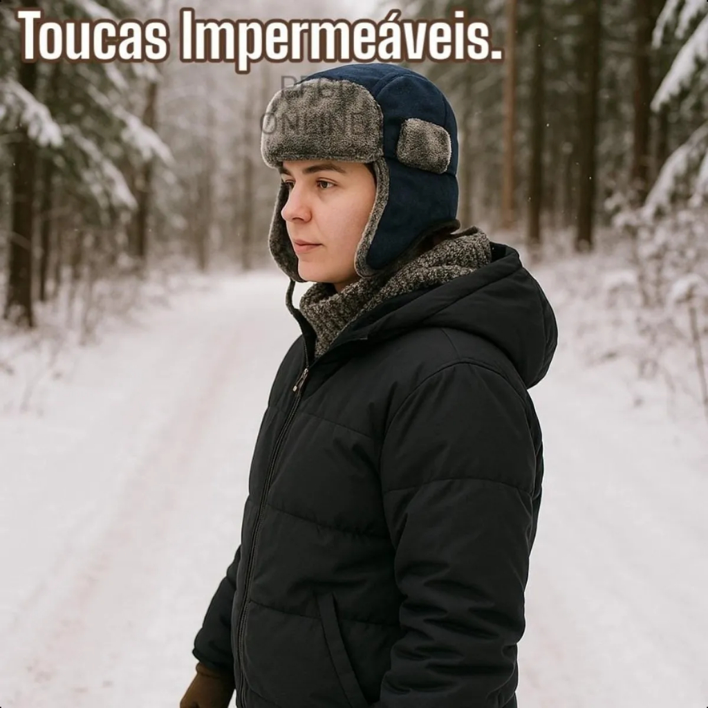 Touca Gorro Boina Impermeável Forrada Térmica Tapa Orelha