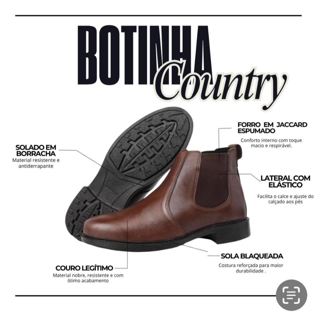 Botina country em couro legitimo confortavel para o dia a dia botina social para trabalho