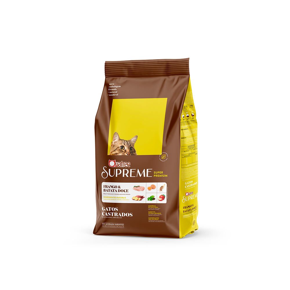 Ração Quatree Supreme 10Kg Gatos Castrados Sabor Frango