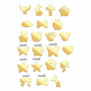 Kit 50 unidades - Mini Apliques Acrílico Espelhado Diversos Modelos com medida de  (1cm) são miniaturas. em Oferta na Shopee