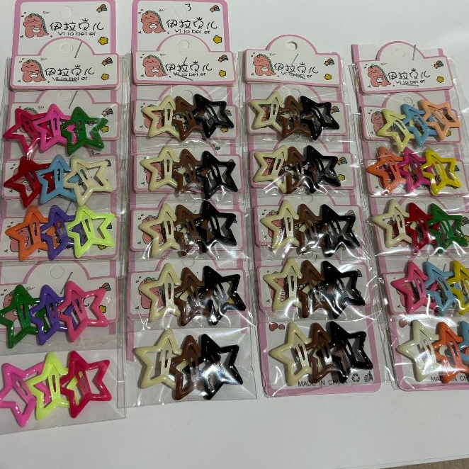 Kit 15/30/60 Unidades Franja lateral cor de estrela grampo pequeno fofo