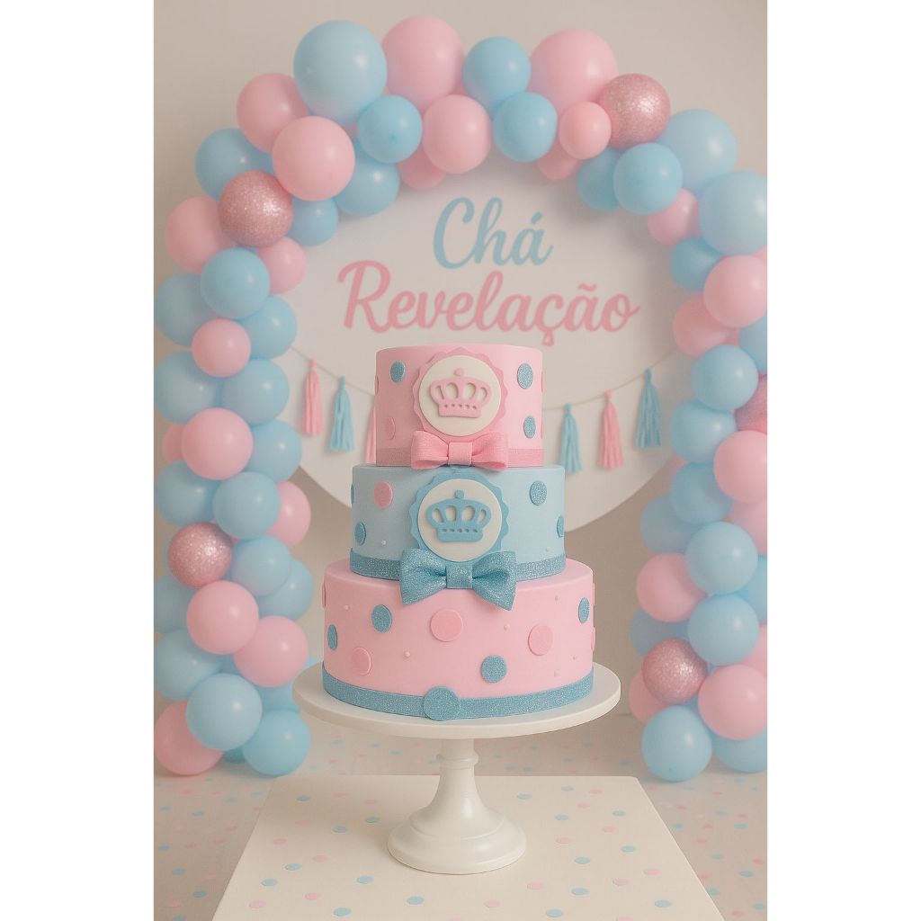 Bolo Fake Cha Revelçao Boy Girls Em EVA Sem Emendas 25x20x15 Detalhes em EVA