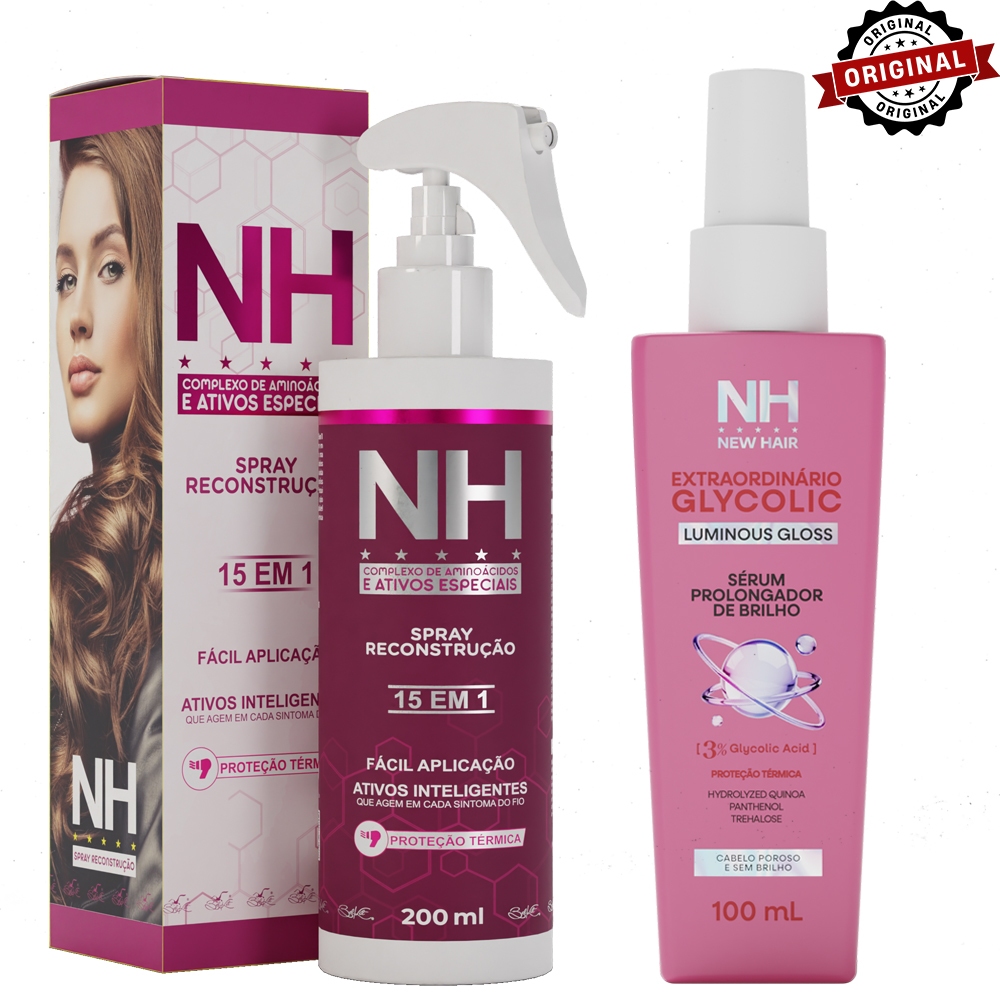 Sérum Extraordinário Glycolic 100 ml + Spray Reconstrução 200 ml NEW HAIR | Reconstrução capilar