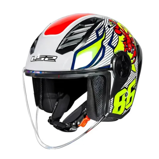 CAPACETE LS2 AIRFLOW II STING BRANCO E AMARELO ESCORPIAO 86