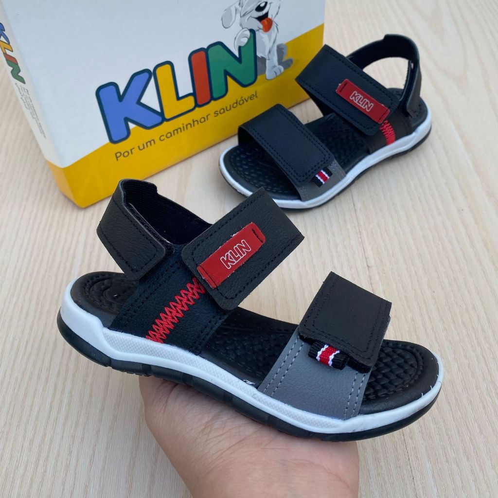 Papete Sandália Infantil Menino Klin Line Play Confortável Anatômico Escola