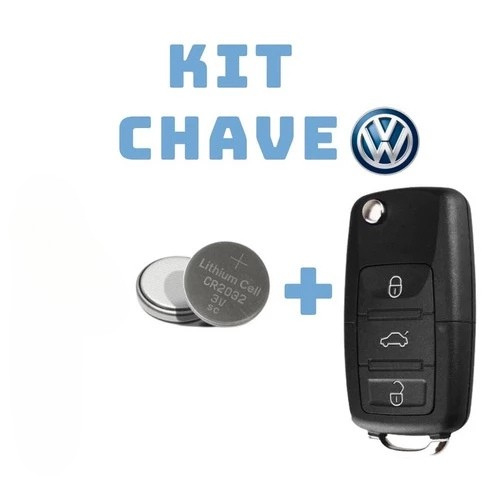 Kit Chave Canivete Vw + Bateria - Fox Gol Crossfox Polo Voyage Up Jetta Bora New Beetle 3 Botões e 2 Botões Volkswagen