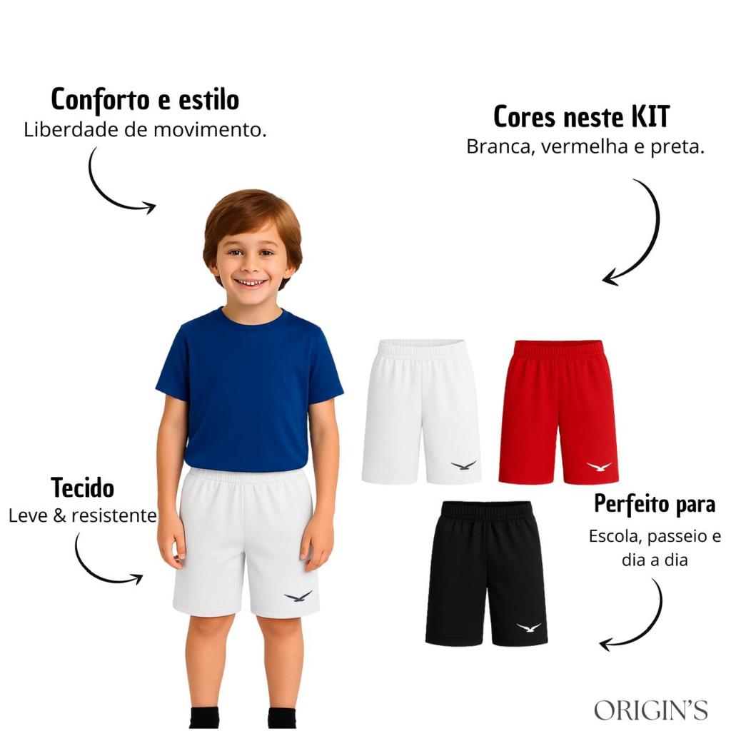 Short Bermuda Infantil Chimpa Com Refletivo 04 á 16 Super Promoção