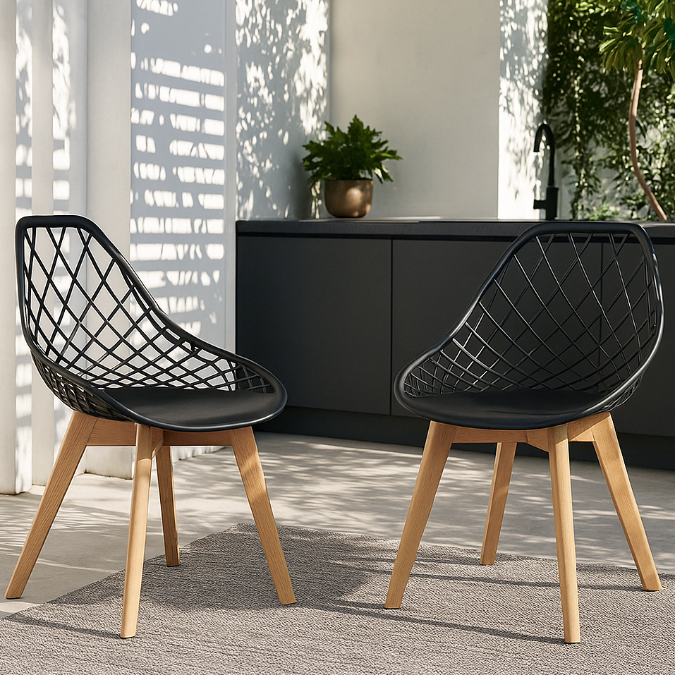 Conjunto 2 Cadeiras Leda Cloe Wood Sala Jantar Cozinha Comercio