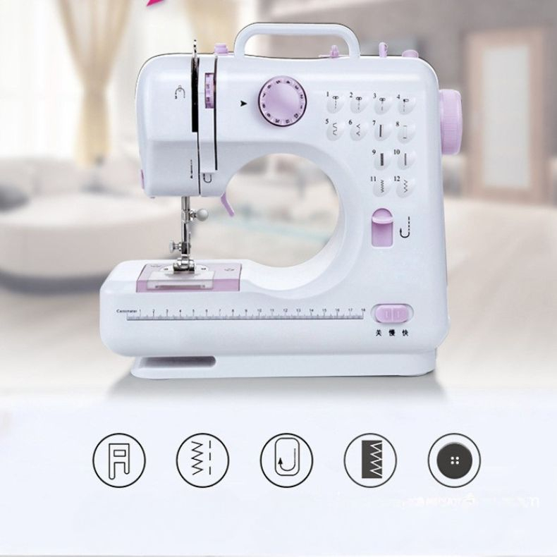 Máquina de Costura Portátil Elétrica 12 Pontos com LED Pedal Dupla Velocidade Bivolt