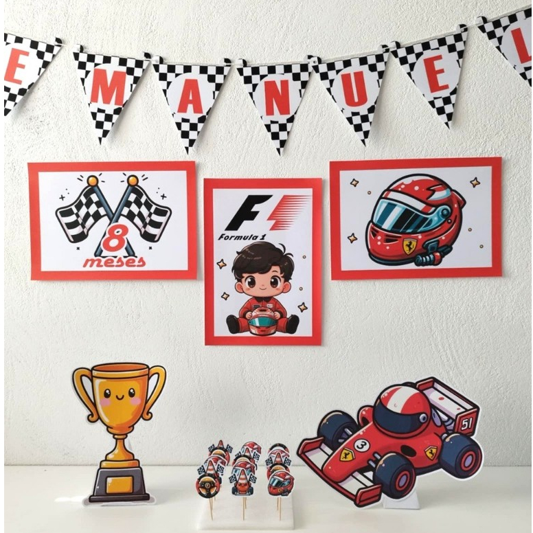 Corrida Fómula 1, Kit festa na mesa decoração infantil só um bolinho mimo personalizado para aniversário e mesversário