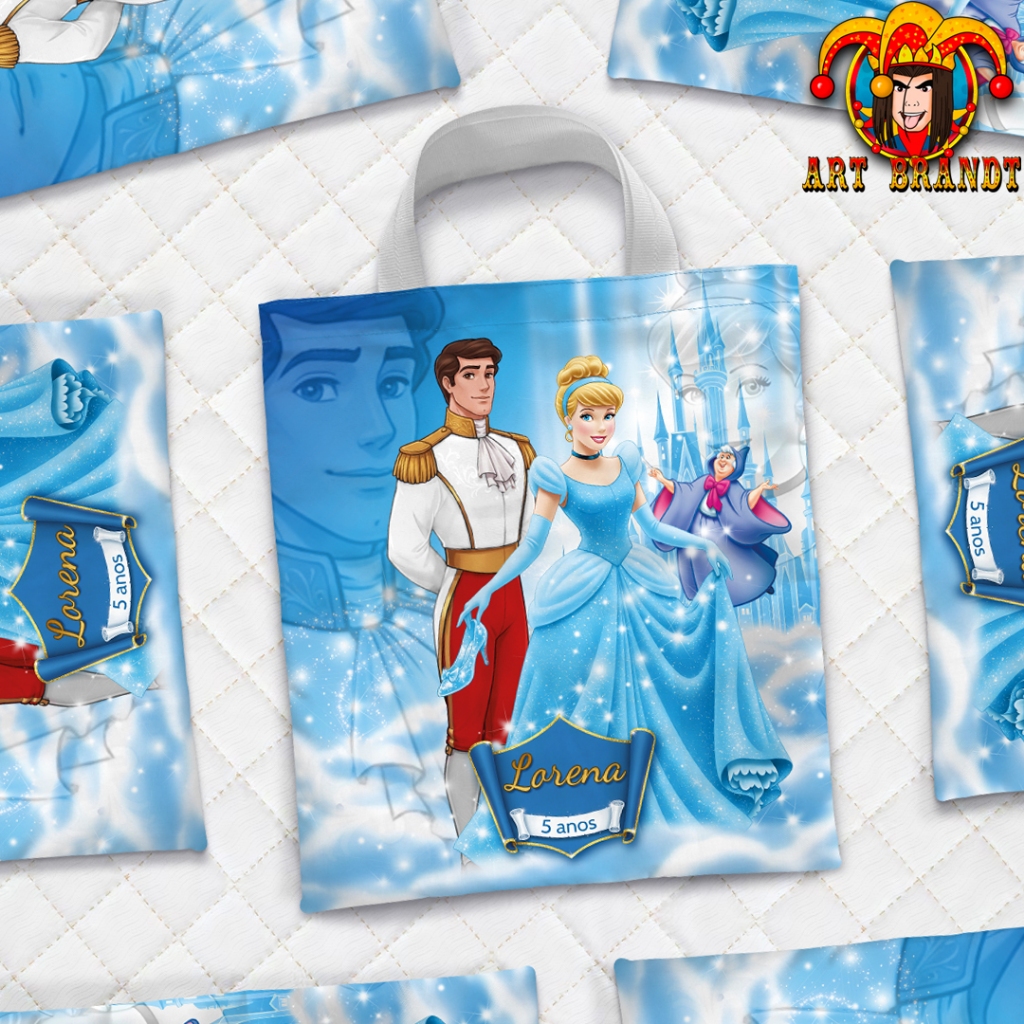 kit com 10 bolsas personalizadas sacolinha de festa Cinderela, princesas