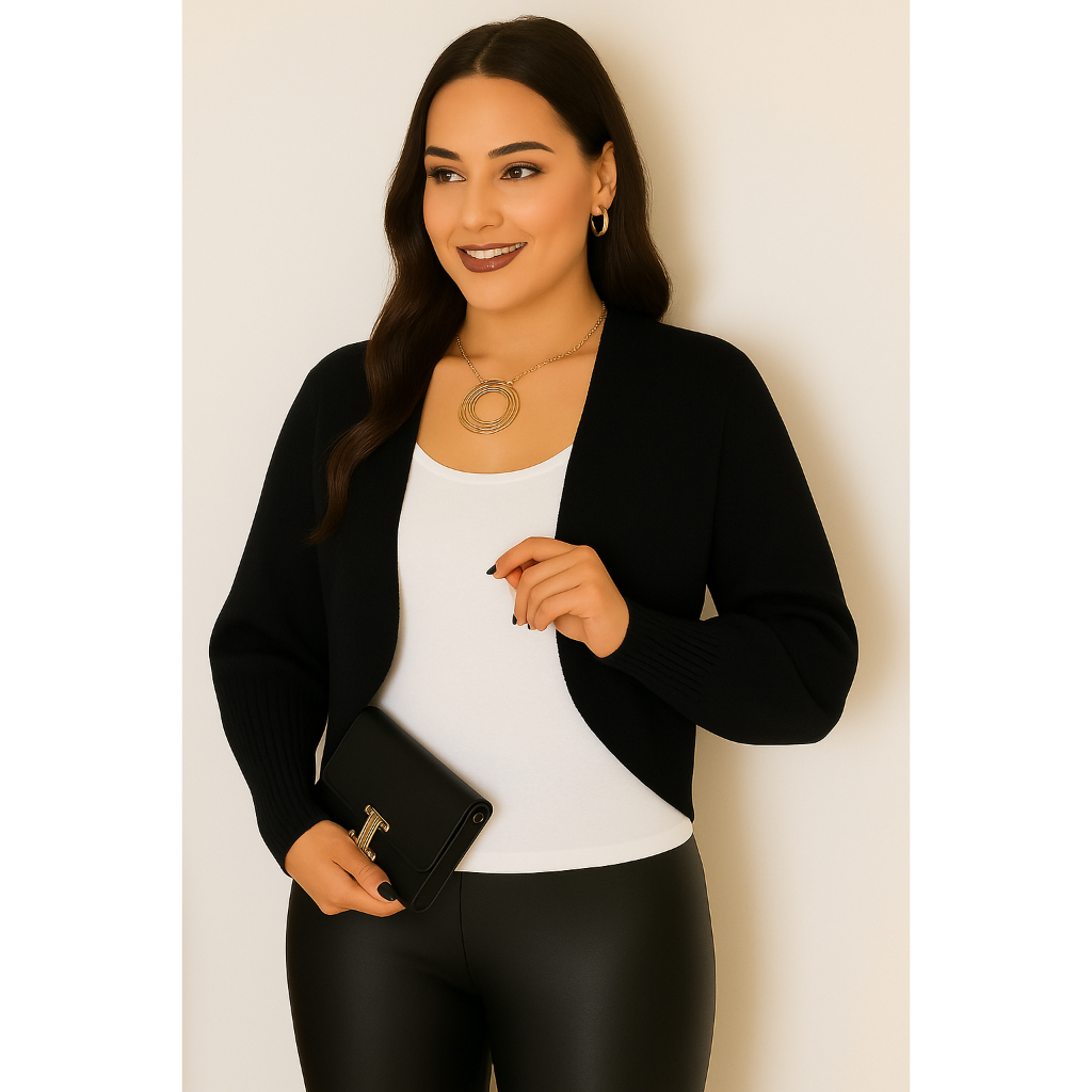 Blusa Cardigã ou Bolero de Tricot Feminino Terceira peça Cardigan de Lã