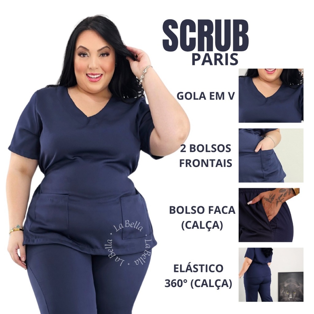 Conjunto de Pijama Cirúrgico Scrub Gabardine Plus Size Tamanho Grande PH em Oferta na Shopee