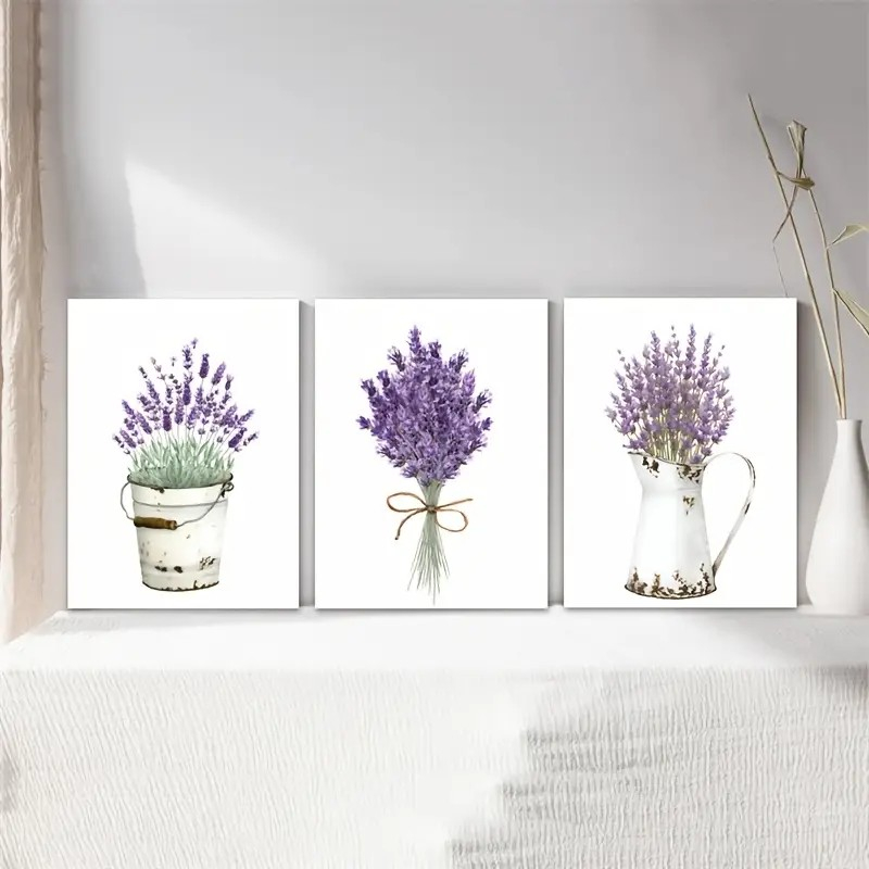 Kit Quadro Decorativo Abstrato Flores Selvagens Lilás Lavanda Sala Cozinha Quarto em Oferta na Shopee