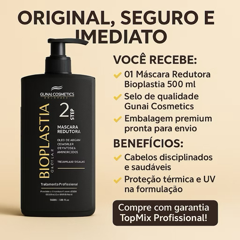 Bioplastia Máscara Redutora 500ml – Liso Perfeito Com Óleo de Mirra, Argan e 18 Aminoácidos