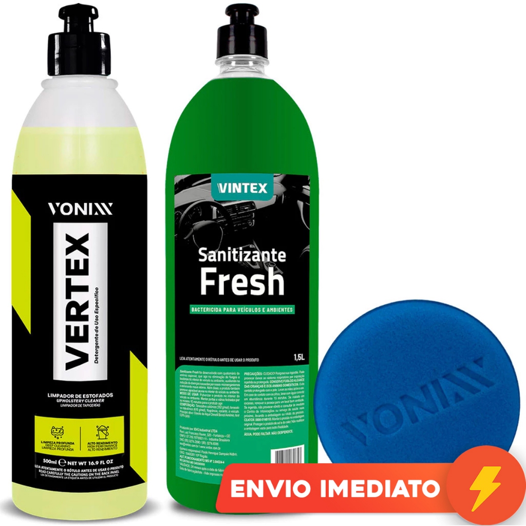 Limpa Estofados Vertex Vonixx + Sanitizante Vintex Fresh