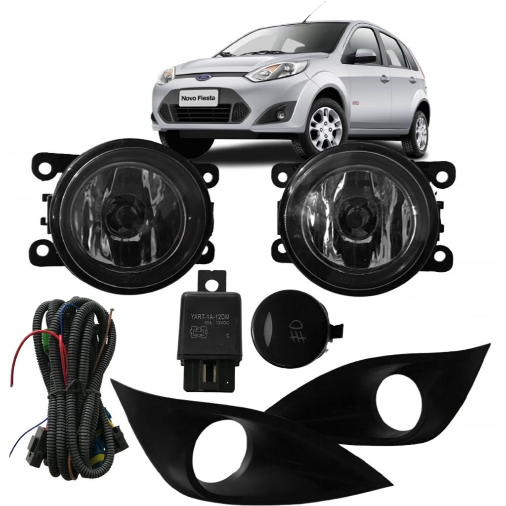 Kit Farol de Milha Auxiliar Neblina Fiesta 10 11 12 13 14 Zapos