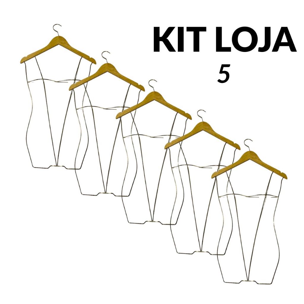 Kit 5 Cabides Silhueta 3D Madeira e Metal Cromado para Bikinis em Oferta na Shopee