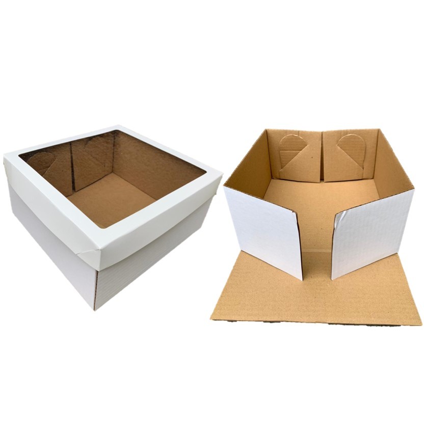 10 Caixas Resistente Quadrada P/ Bolo Com Visor