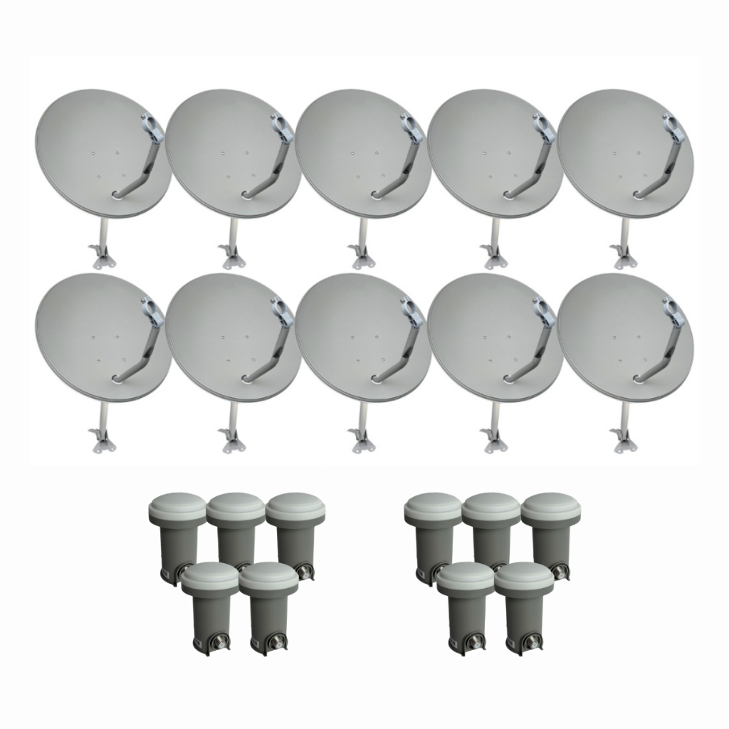 Kit 10 Antena W3sat Digital Parabólica 60cm Ku + 10 Lnbf Ku