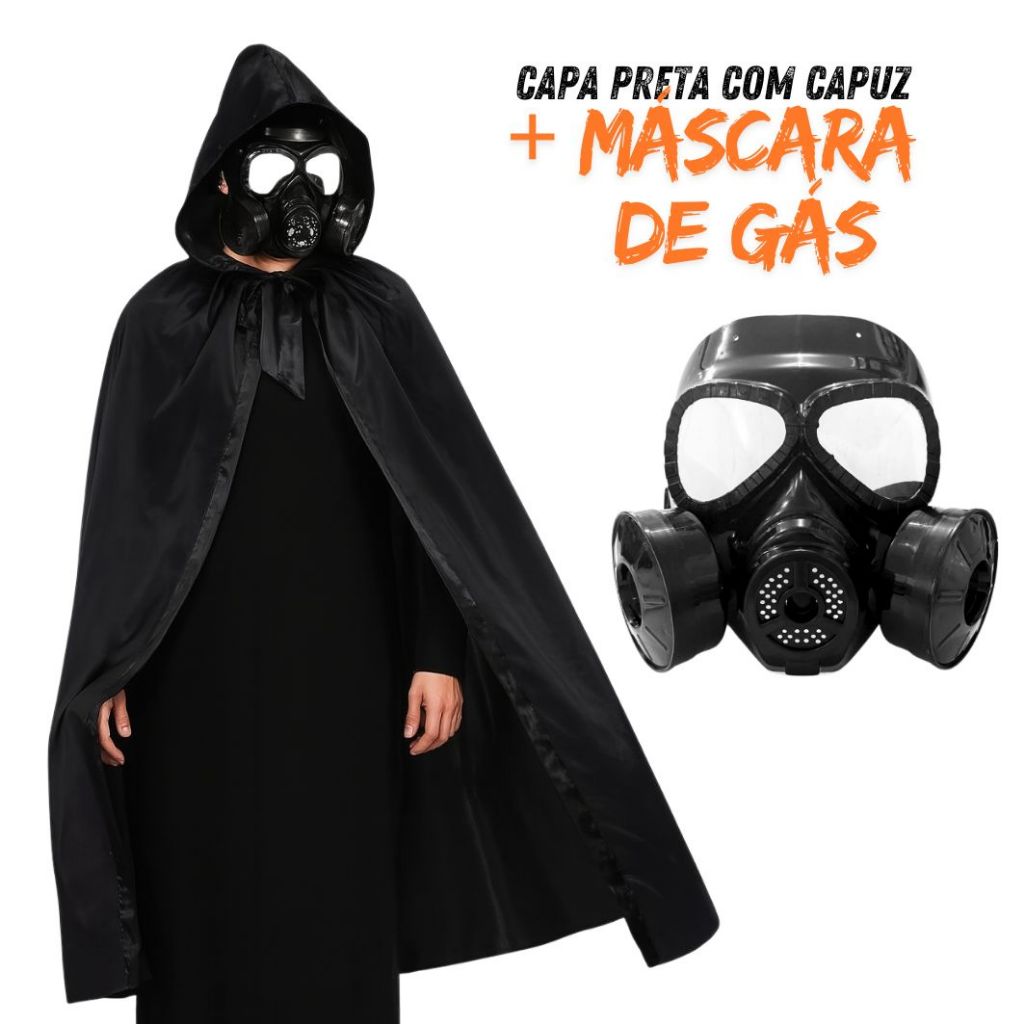 Fantasia Máscara de Gás Preta Militar Steampunk Halloween Cosplay respiratória SafeGuardian GAS MASK