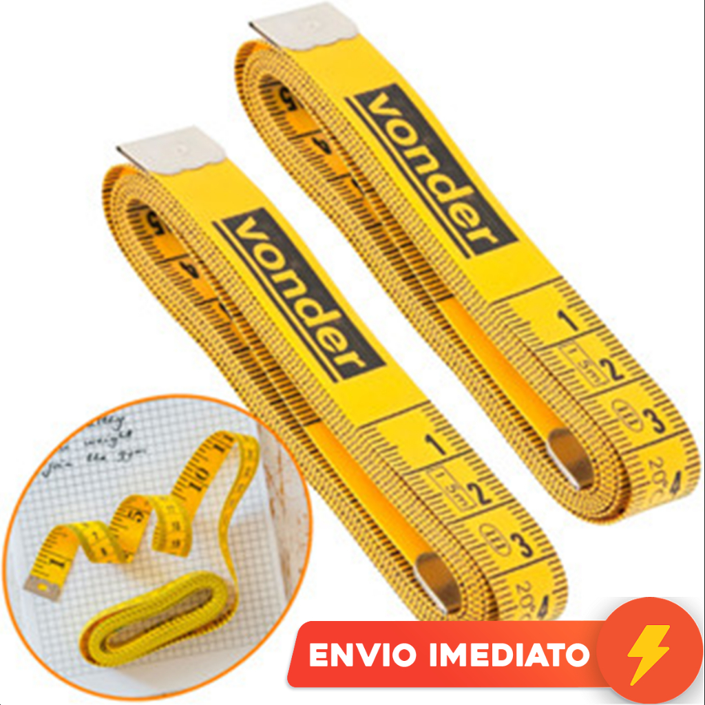 Kit 2 Fita Métrica Flexível 150cm Medição Corporal Costura Cintura 1,5m VONDER