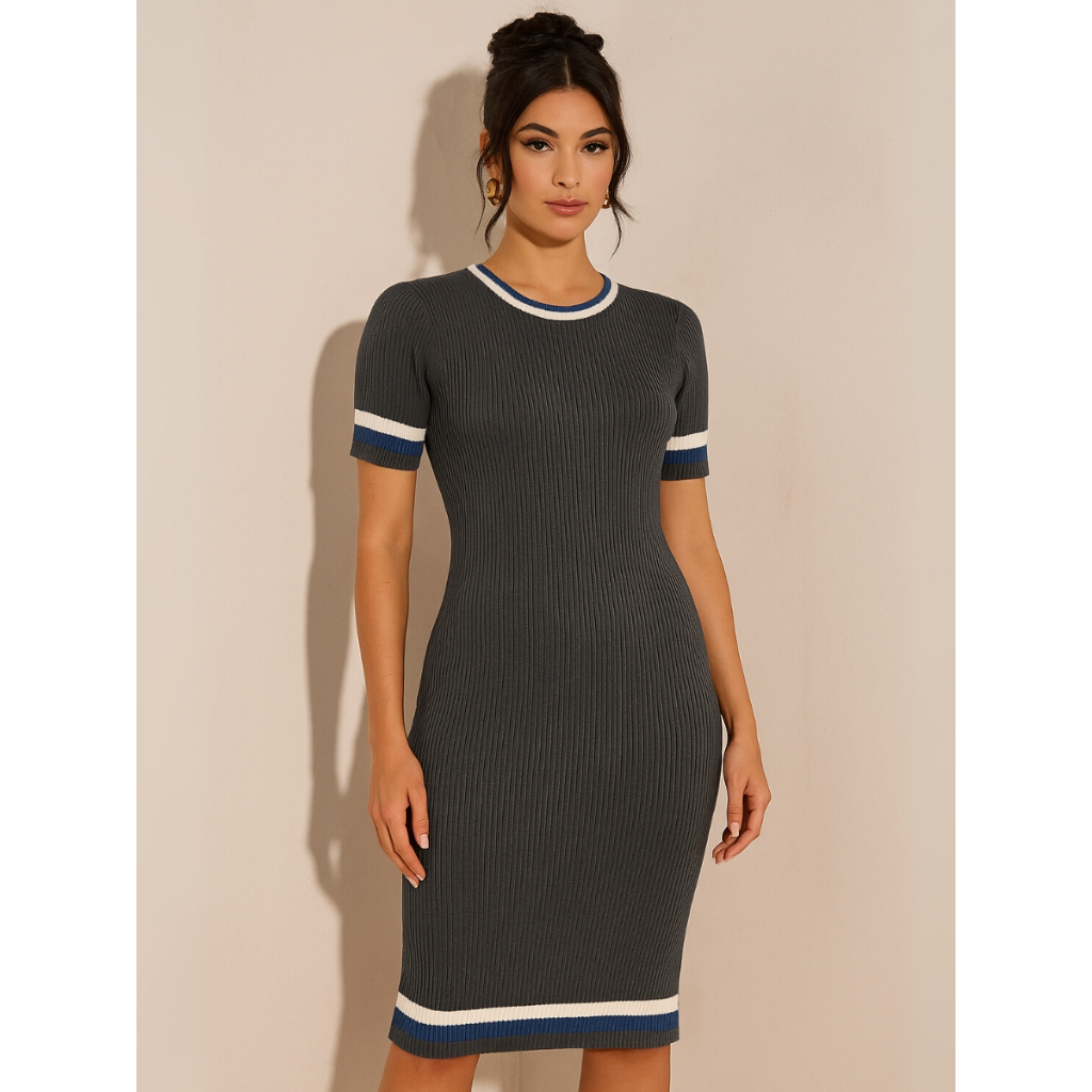 Vestido Tricot Vestido Tricô Feminino Vestido Curto Vestido Justo Vestido de Tricô Feminino vestido