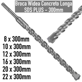 Broca Martelete Para Concreto Longa 300mm Widea, SDS Plus Escolha Tamanho MTX