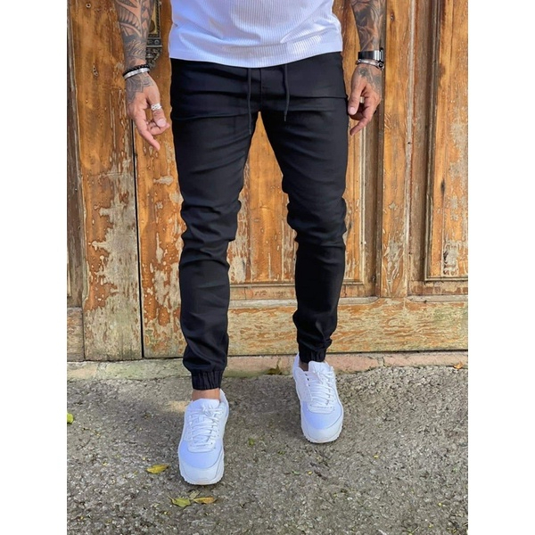 Calça sarja preta jogger Moda Masculina calças jogger várias cores moedrno de alta qualidade calça Jogger masculina