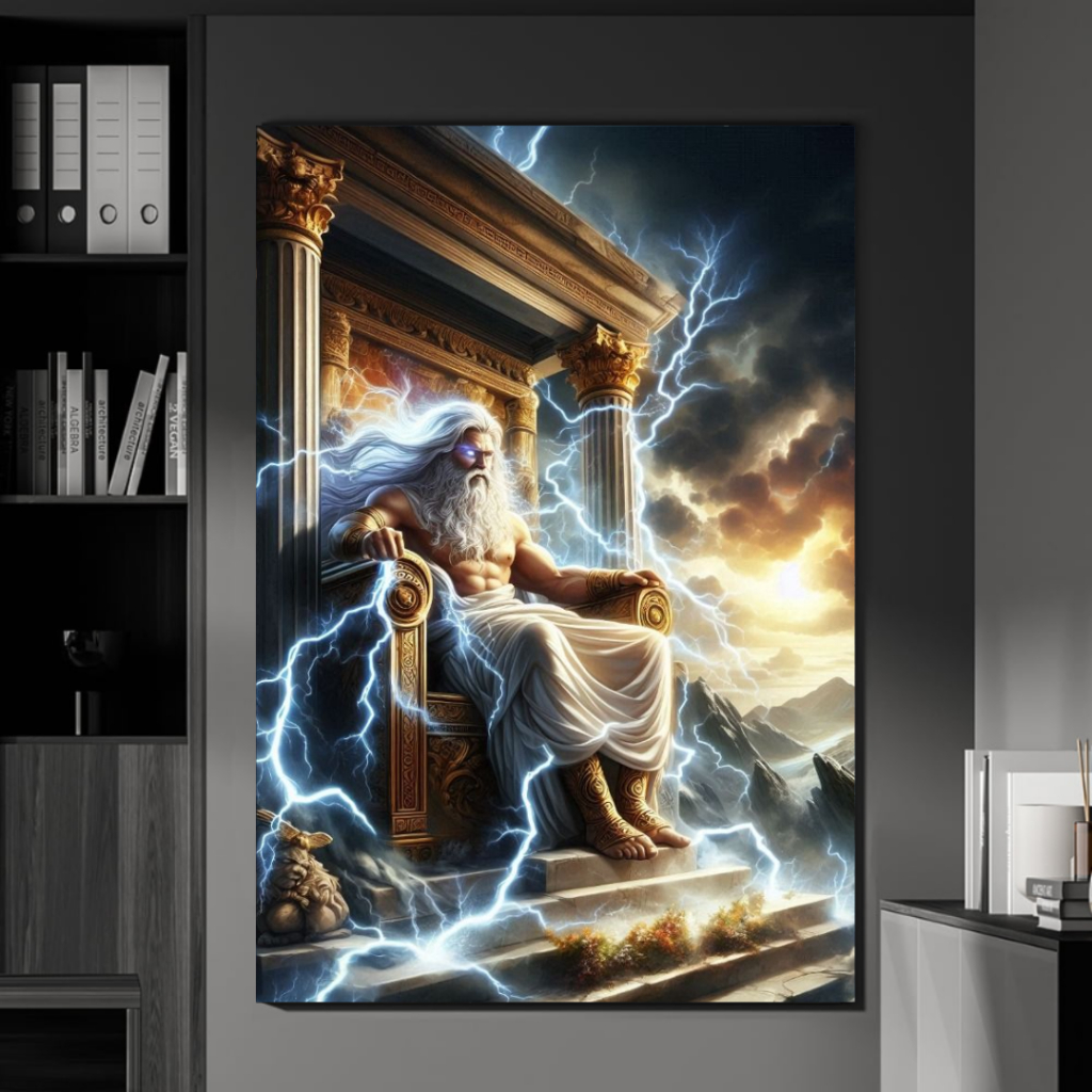 Quadro decorativo deuses gregos do olimpo Zeus Hades e Poseidon em 4k
