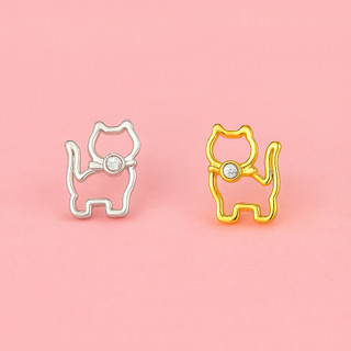 Brinco de gato, brinco gatinho, brinco pequeno delicado, brinco fofo feminino, brinco prata gatinho, brinco dourado