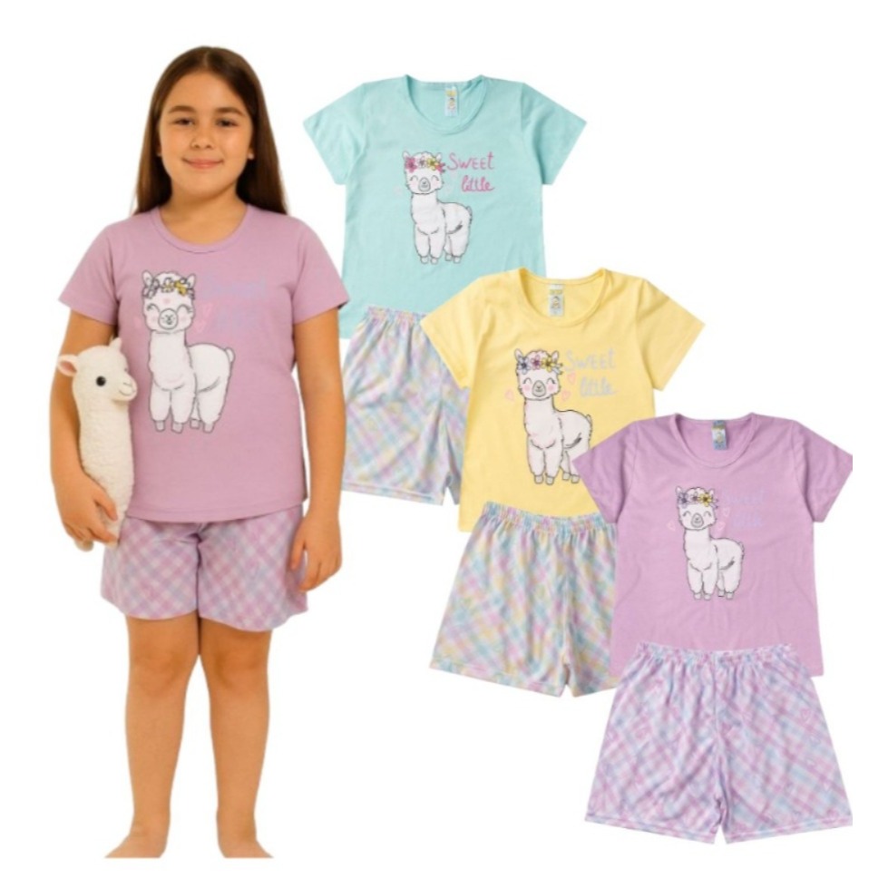 Pijama Infantil Feminino Verão - Hey Kids - Lilás