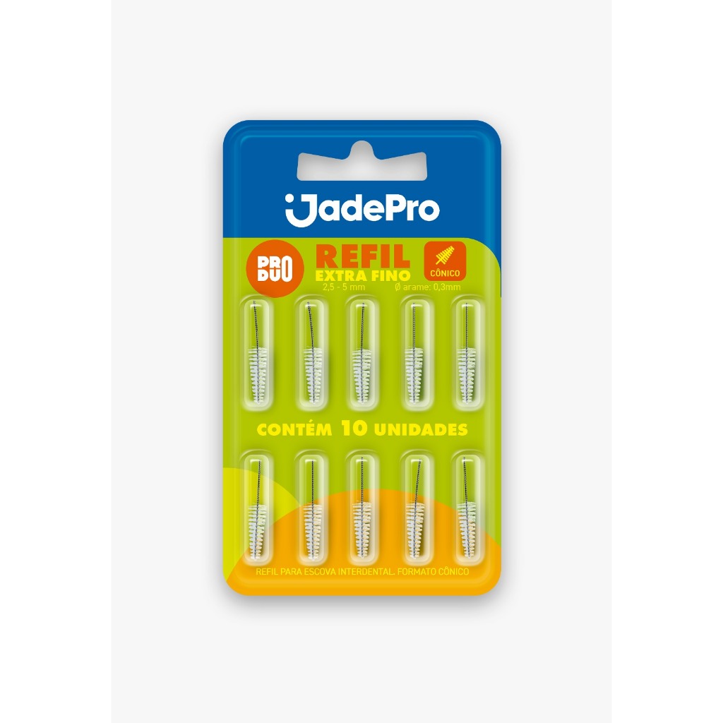 Refil Cônico Extra Fino para Escova Interdental cartela 10 unidades - Jadepro em Oferta na Shopee