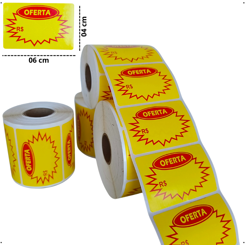 Etiqueta adesiva de Oferta splash para preço 1.000 - 60x40mm  amarela com vermelha promoção em Oferta na Shopee
