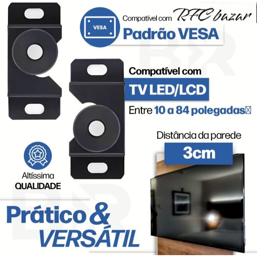 Suporte Para TV Universal Fixo Smart LED LCD 4K Parede Painel 10 32 43 50 55 60 75 81 100 Polegadas
