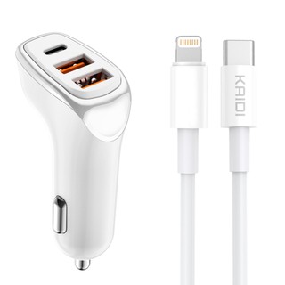 Carregador de celular para carro 38w + cabo para iphone Lightning veicular 3 USB Kaidi Original