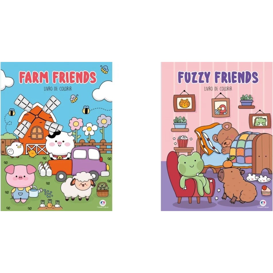 Kit Livros de Colorir - Farm e Fuzzy Friends - Capa Flexivel