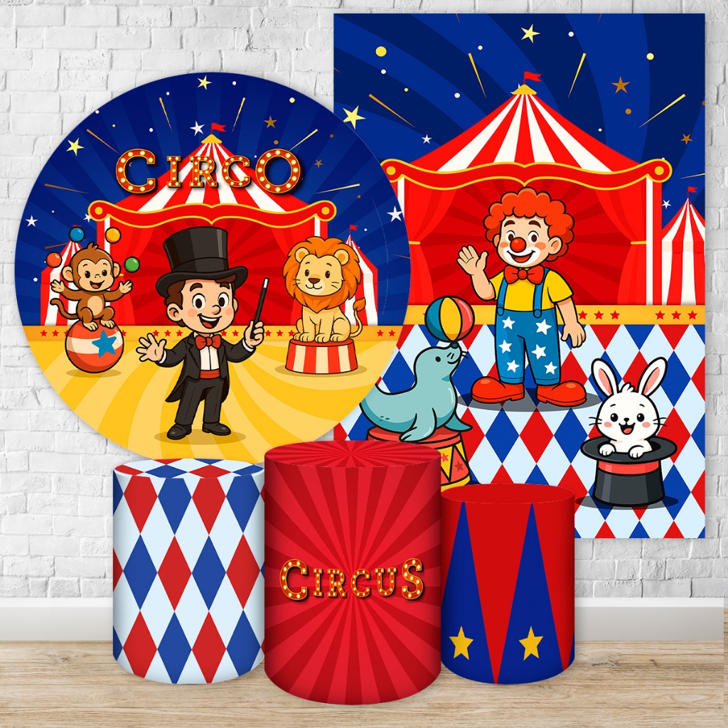 Capas Sublimadas Decorativas Para Aniversário Circo Aquarelado Cute