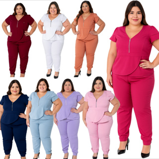 Conjunto Feminino Scrub Transpassado Plus Size Uniforme Casual Secretária Clínica Consultório Beleza em Oferta na Shopee