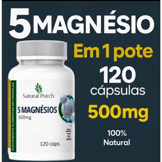 5 Magnésios 120 cápsulas de 500mg (magnésio Quelato, Malato, Turato, Citrato e Óxido em Oferta na Shopee