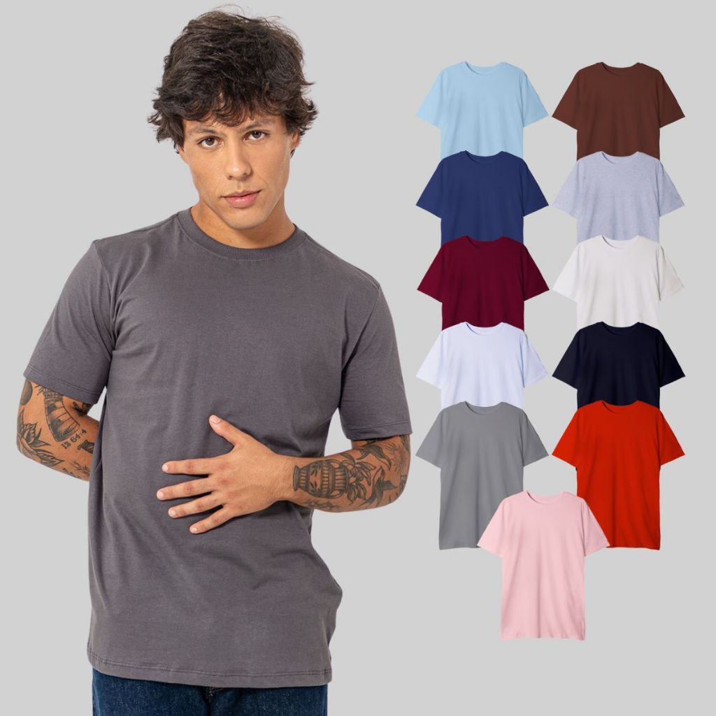Camiseta Masculina Basic Casual em Oferta na Shopee