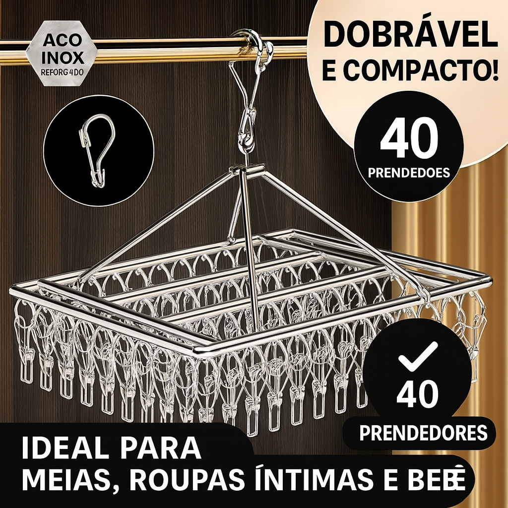 40 Prendedores Inox | Pendurador de Meias, Roupas Íntimas, Bebê - Resistente e Compacto em Oferta na Shopee