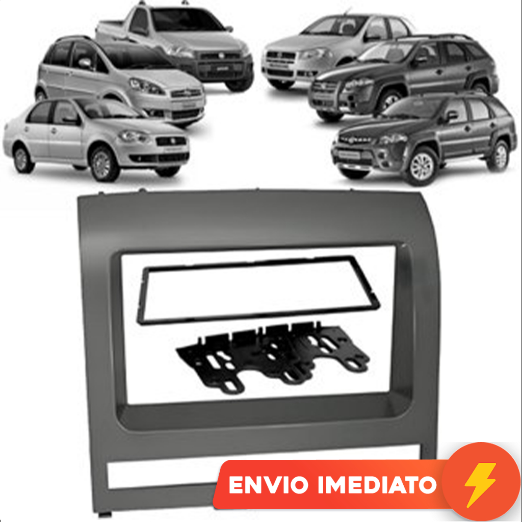 Moldura Para Multimídia 2 Din 7 Polegadas Grafite Fiat Strada Idea Weekend 2008 A 2012 Fiamon em Oferta na Shopee