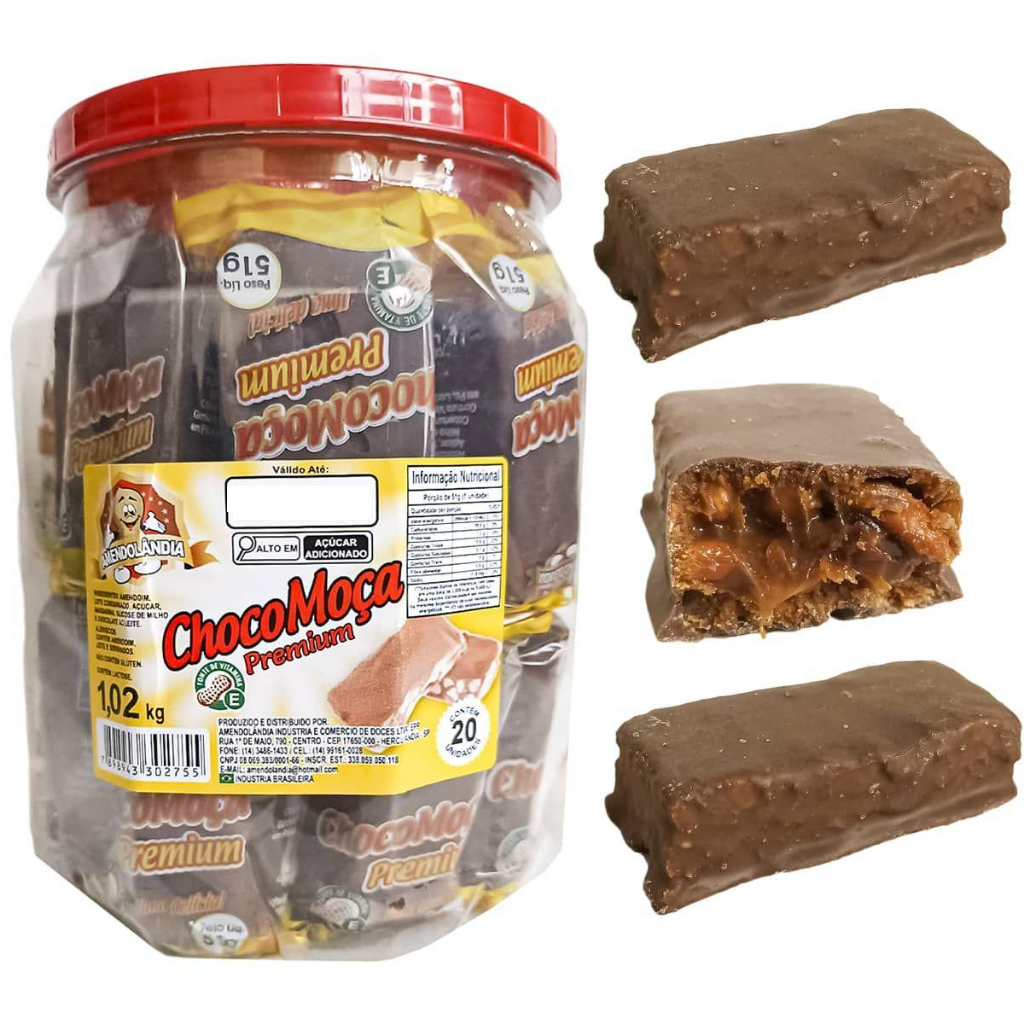 Choco Moça Pé de Moça com Chocolate Doce Tradicional Caseiro Amendolandia Caramelo Macio Docinho