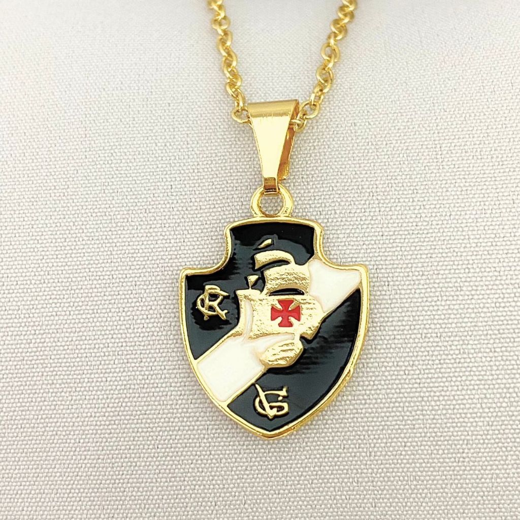 PINGENTE TIME FUTEBOL ESCUDO VASCO CORRENTE MASCULINA em Oferta na Shopee