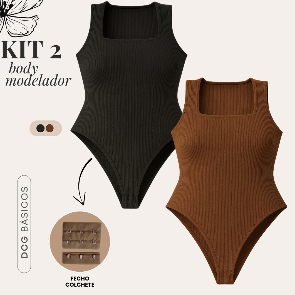 Kit 2 Body Plus Size Regata Feminino Gola Quadrada G1 ao G3