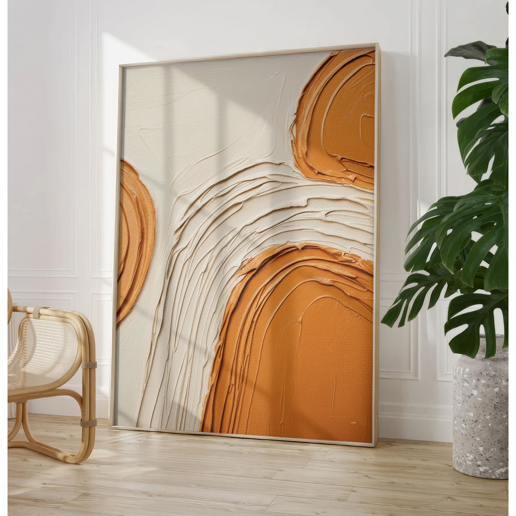 Quadro Moderno Abstrato Grande Quadro Decorativo Sala Com Moldura Textura Estilo Gesso Ôrganico