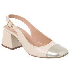 Scarpin Feminino Slingback Salto Grosso Bico Quadrado Leve Fivela Clássico Confort Original Stessy