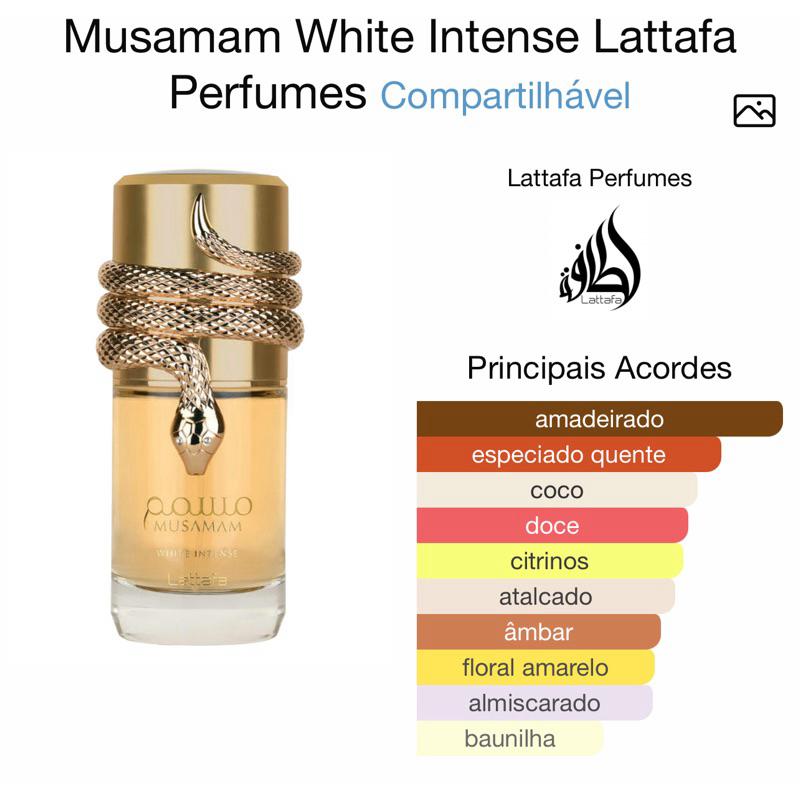 Perfume Árabe Feminino Musamam White Intense Lattafa Eau de Parfum